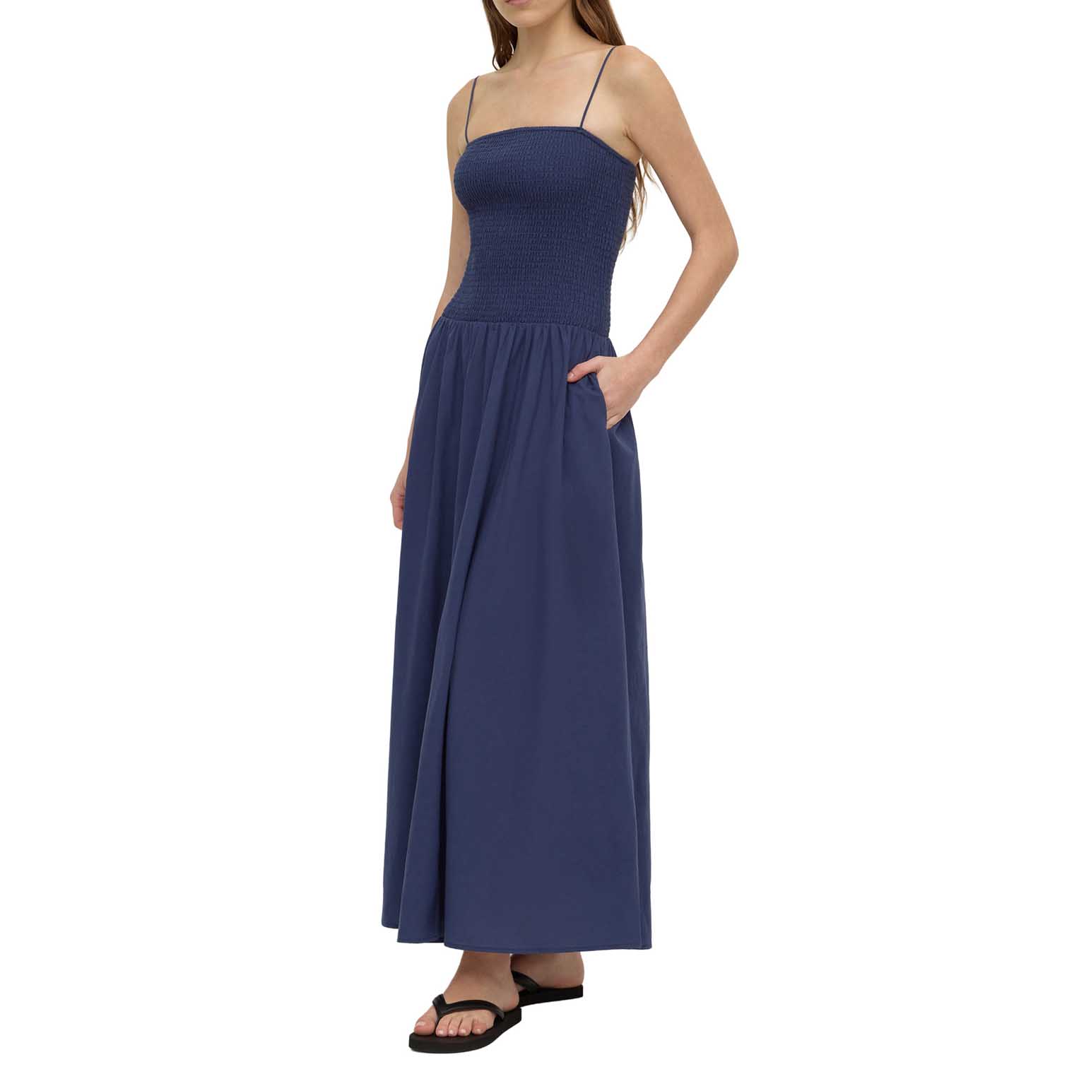 Assembly Label Connie Cotton Shirred Dress Imperial Blue